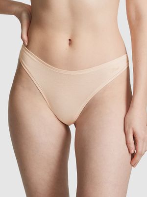 PINK Bawełniane stringi z wysoko wyciętymi nogawkami