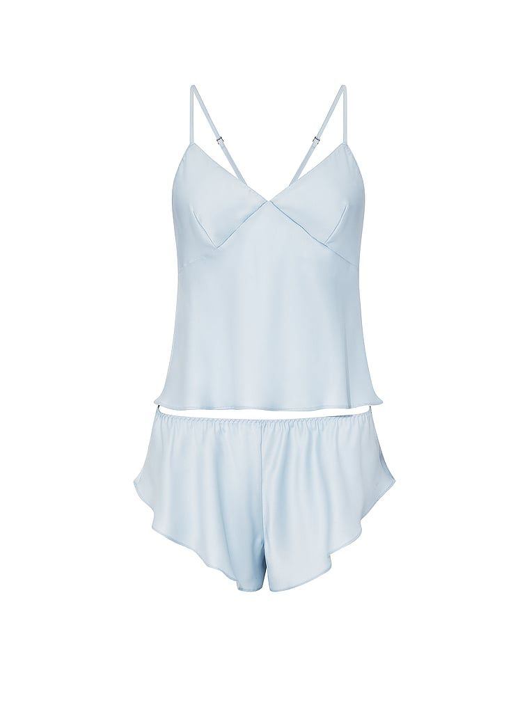 Zestaw satynowy do spania Cami Set. Produkt ma kolor niebieski i pochodzi z kolekcji Victoria's Secret. 