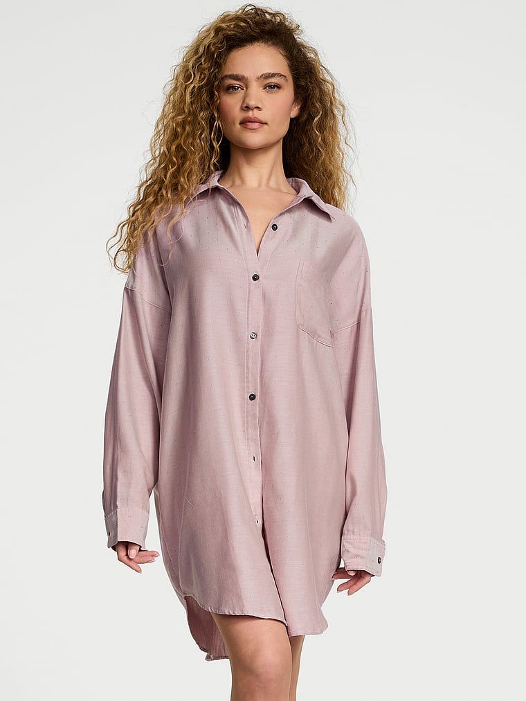 Koszula nocna z bawełny i modalu. Produkt ma kolor różowy i pochodzi z kolekcji Victoria's Secret. 