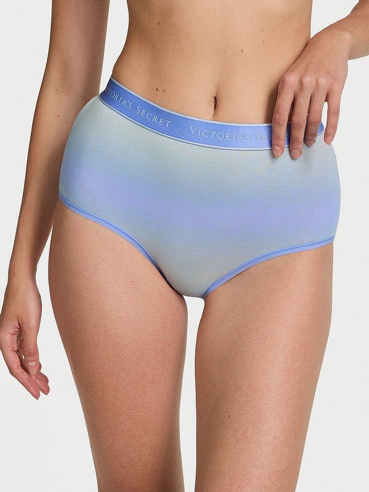 Majtki bawełniane figi z logo marki z wysokim stanem. Produkt jest wzorzysty i pochodzi z kolekcji Cotton. 