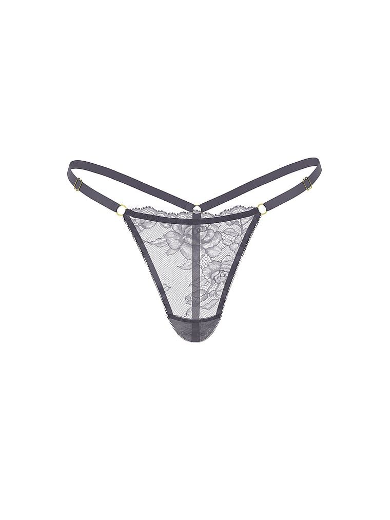 Stringi koronkowe z regulowanymi paskami Rose Lace V-String. Produkt ma kolor szary i pochodzi z kolekcji Very Sexy. 