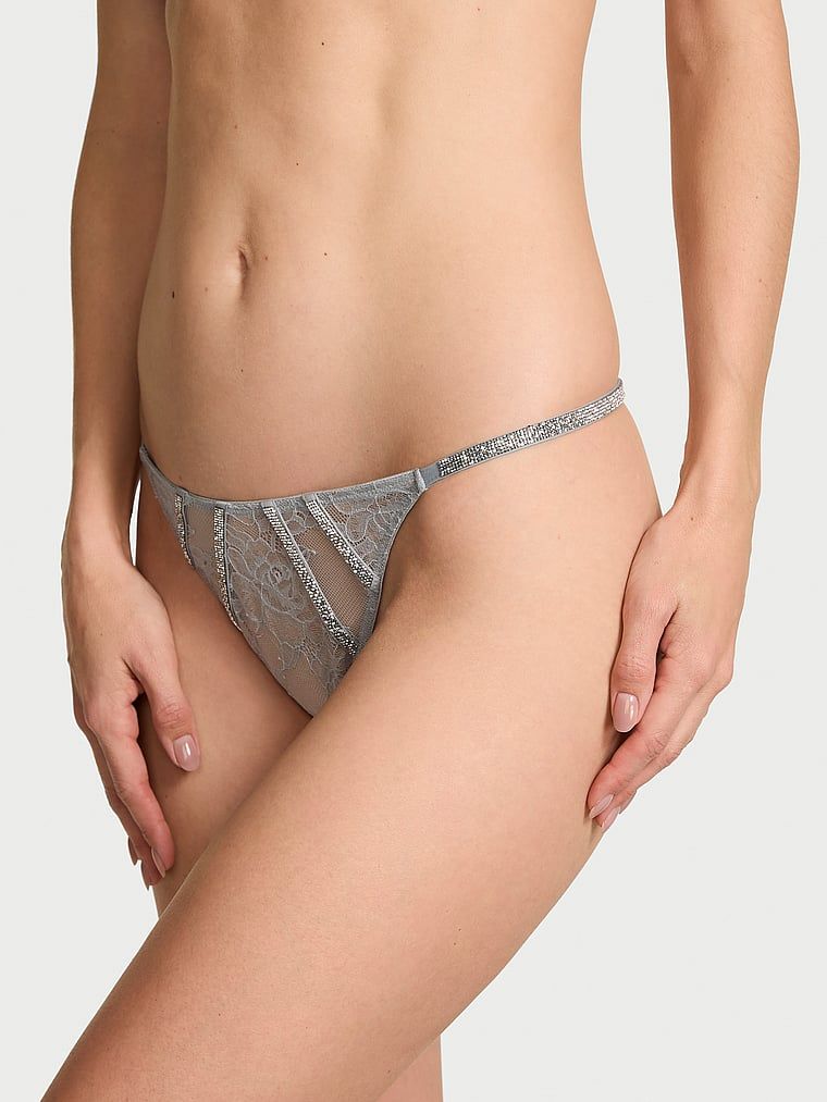 Very Sexy Stringi koronkowe z błyszczącymi paskami Gradient Shine Strap