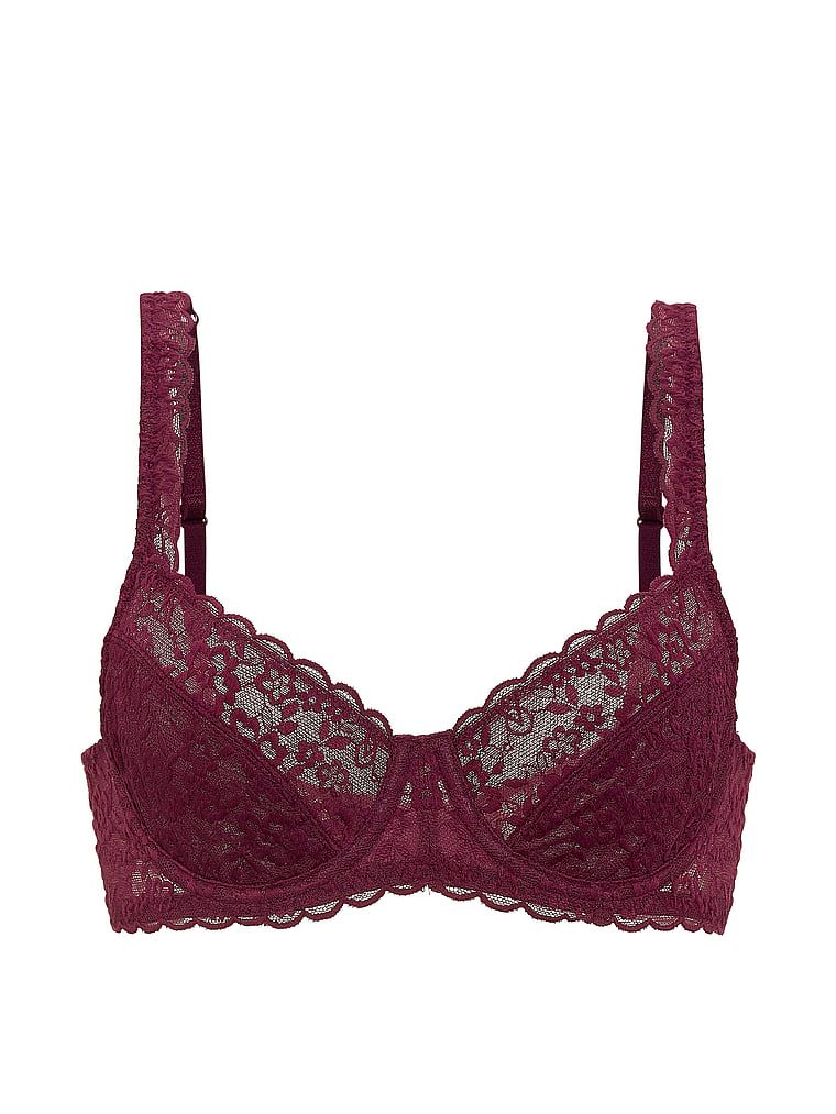 Biustonosz nieusztywniany balkonetka koronkowy. Produkt ma kolor różowy i pochodzi z kolekcji Victoria's Secret. 