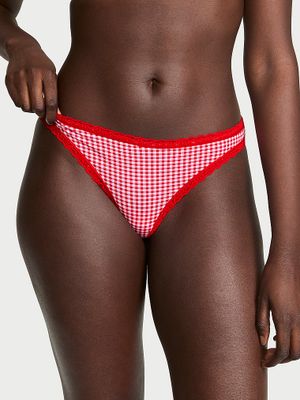 Lace Trim Stringi bawełniane z koronką na krawędziach Lace-Waist
