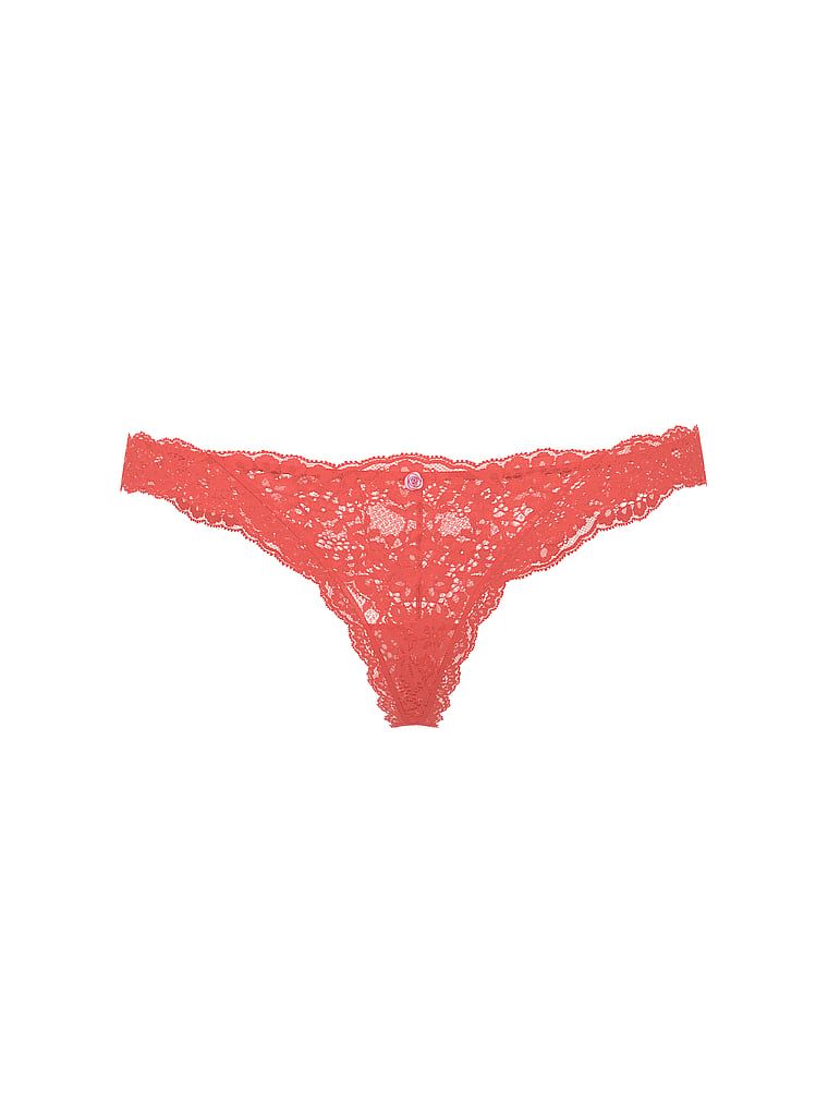 Stringi koronkowe Lace. Produkt ma kolor pomarańczowy i pochodzi z kolekcji Dream Angels. 
