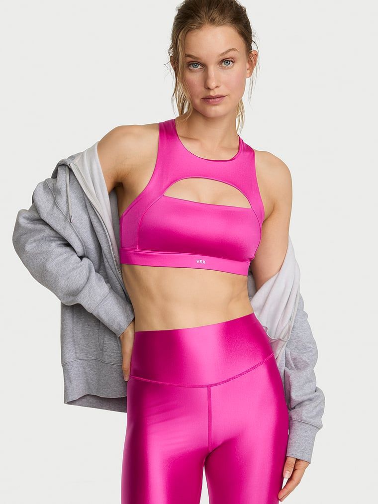 VSX Biustonosz sportowy z błyszczącego materiału VSX GlossyTech