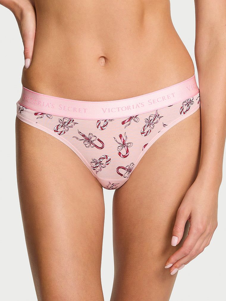 Stringi bawełniane z logo w talii. Produkt jest wzorzysty i pochodzi z kolekcji Cotton. 