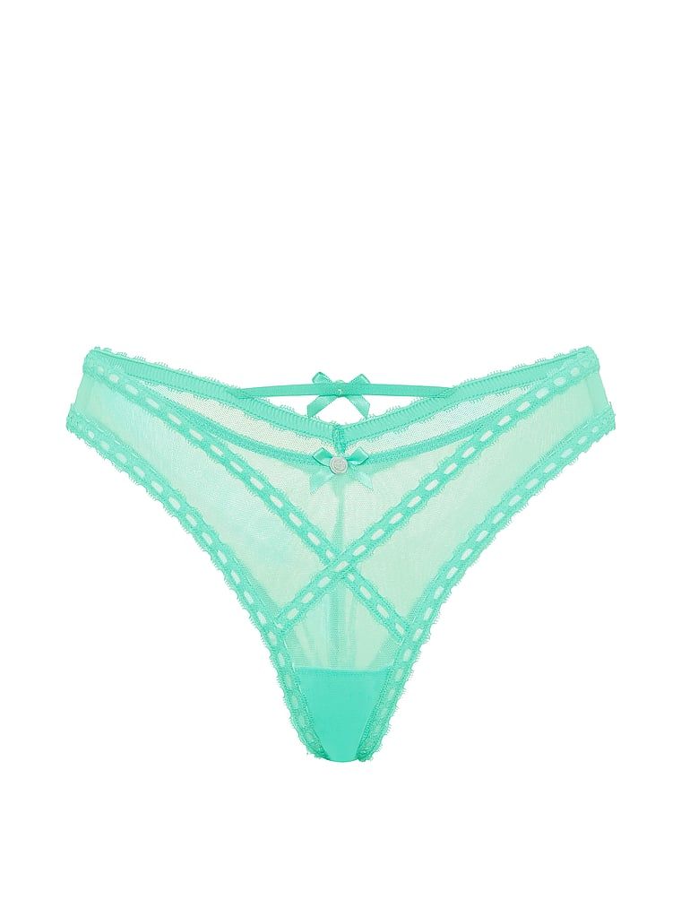Majtki z siateczki brazyliany Ribbon Slot. Produkt ma kolor niebieski i pochodzi z kolekcji Dream Angels. 
