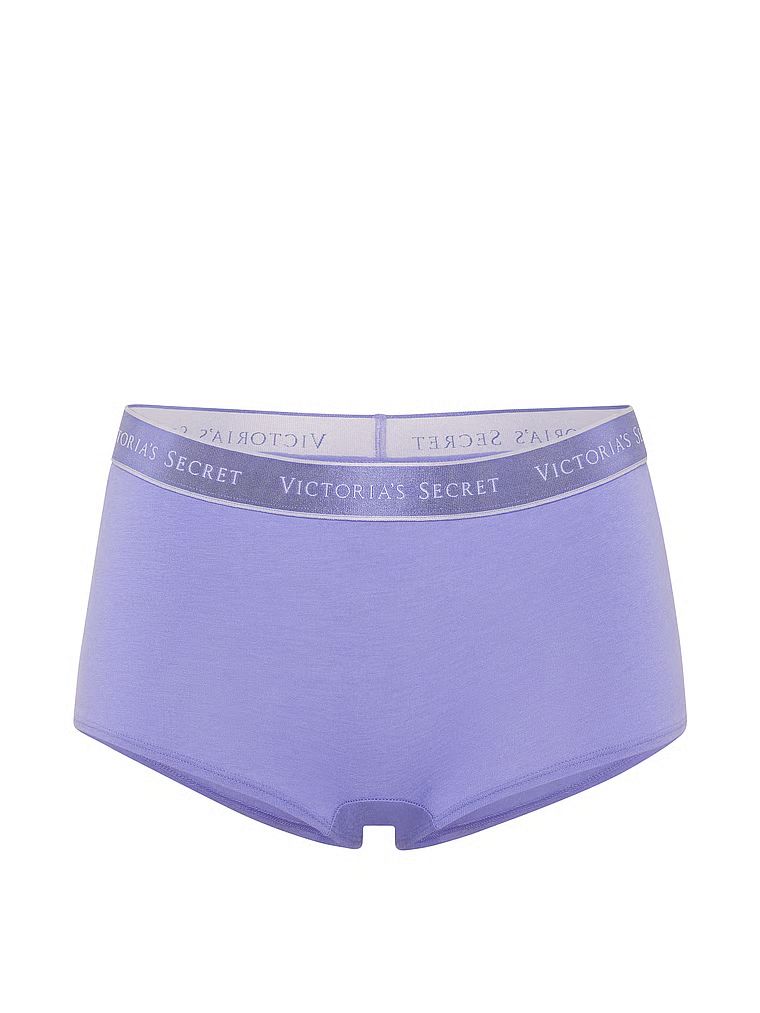 Majtki bawełniane szorty z logo w talii Boyshort. Produkt ma kolor niebieski i pochodzi z kolekcji Cotton. 