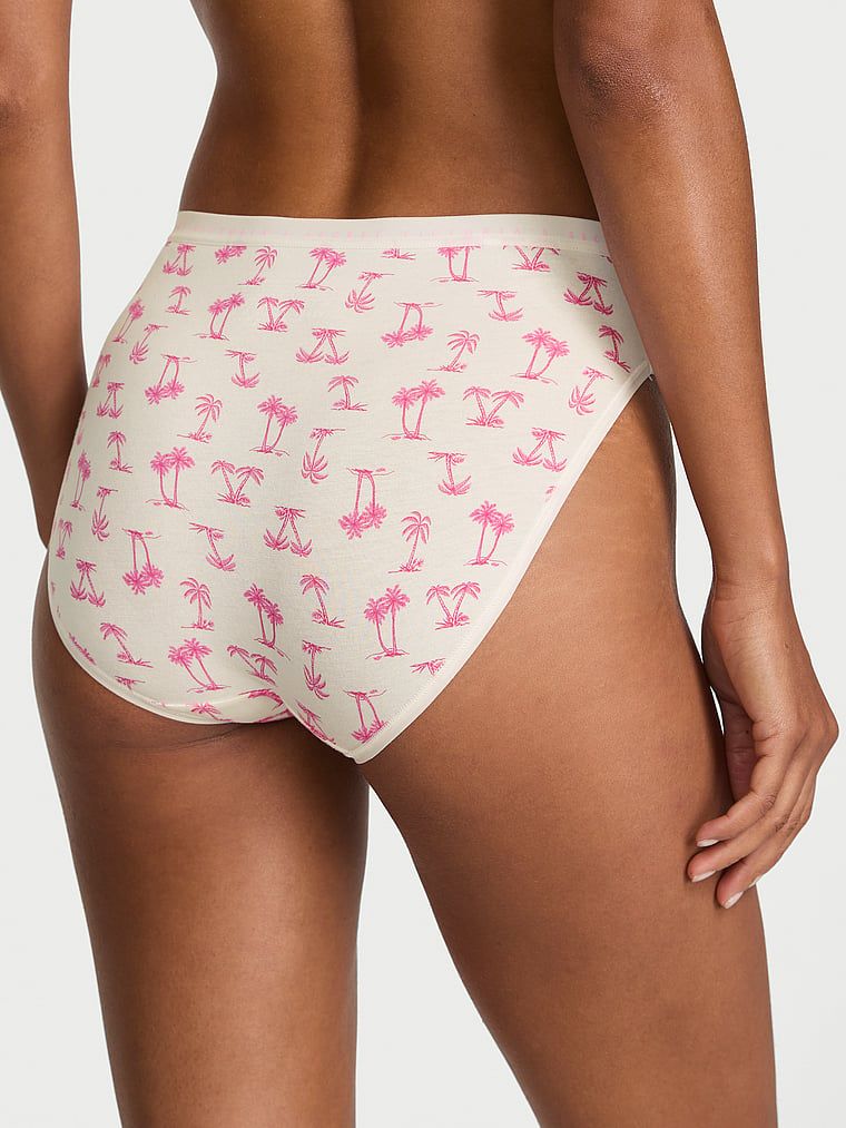 Majtki bawełniane figi z wysoko wyciętymi nogawkami High-Leg Brief. Produkt jest wzorzysty i pochodzi z kolekcji Victoria's Secret. 