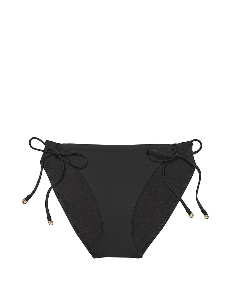 Dół od bikini z wiązaniami po bokach Essential Side-Tie. Produkt ma kolor czarny i pochodzi z kolekcji Victoria's Secret Swim. 
