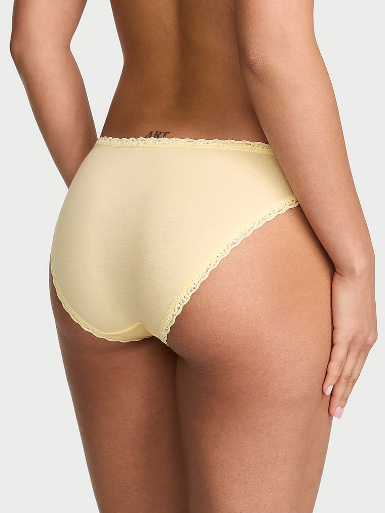 Majtki bawełniane z koronką Lace-Trim Bikini. Produkt ma kolor żółty i pochodzi z kolekcji Lace Trim. 