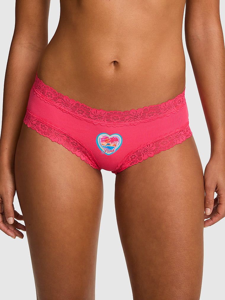 Majtki cheeky PINK Wink z koronkowym wykończeniem