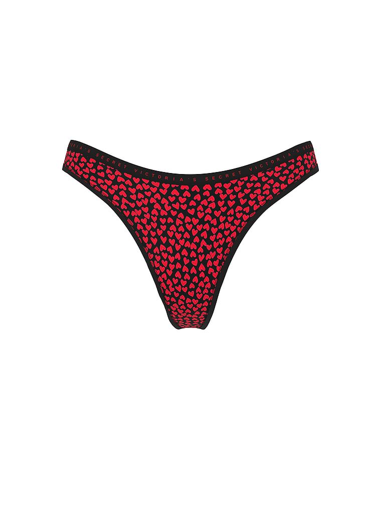 Stringi bawełniane High-Leg Scoop. Produkt jest wzorzysty i pochodzi z kolekcji Victoria's Secret. 