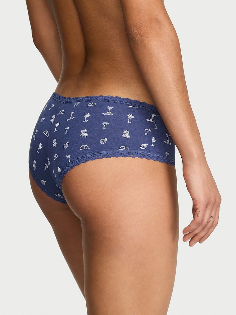 Majtki bawełniane z koronką na krawędziach Lace-Waist Cheeky. Produkt jest wzorzysty i pochodzi z kolekcji Lace Trim. 