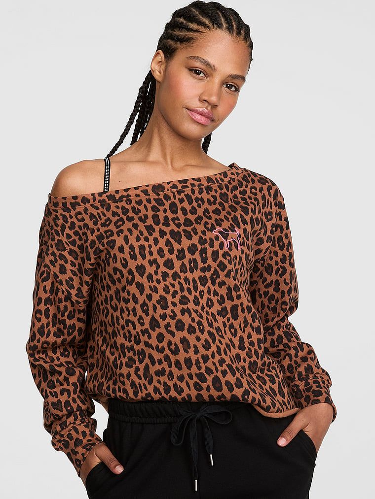 Bluza Campus Fleece™ z odkrytymi ramionami i prążkowanym wykończeniem