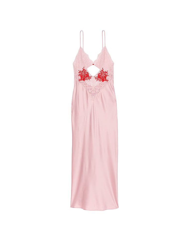 Koszula nocna satynowa maxi Dare to Dream. Produkt ma kolor różowy i pochodzi z kolekcji Victoria's Secret. 