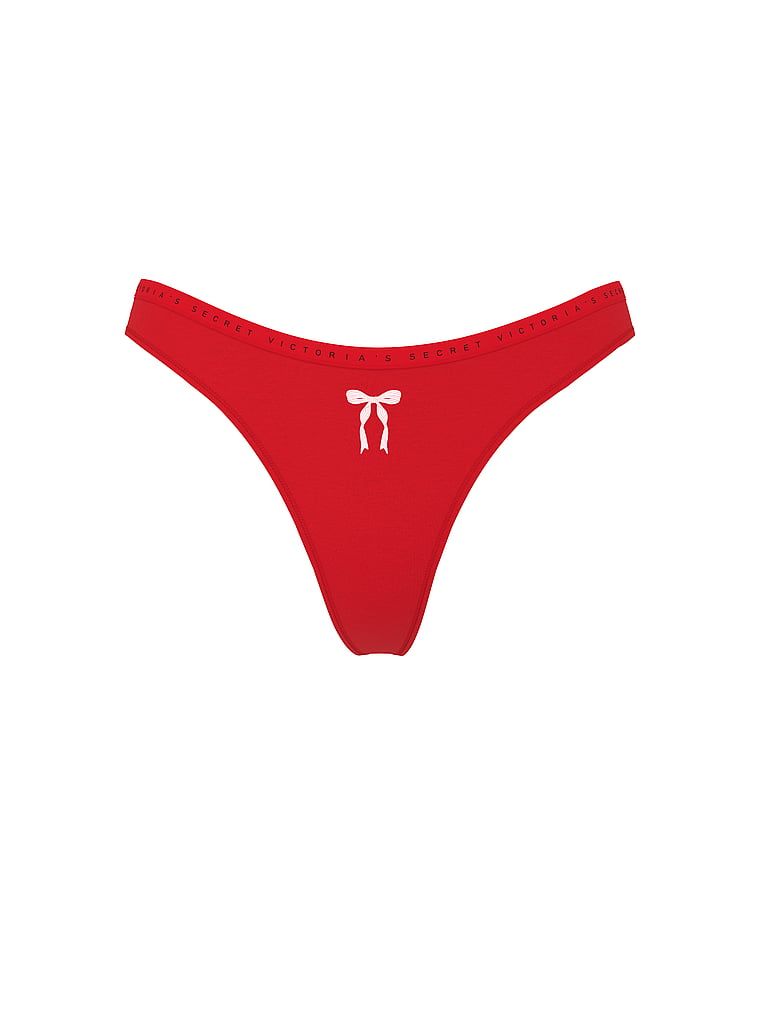 Stringi bawełniane High-Leg Scoop. Produkt ma kolor czerwony i pochodzi z kolekcji Victoria's Secret. 