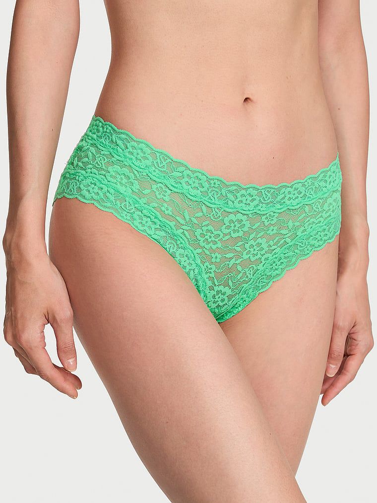 Majtki koronkowe z paseczkami z tyłu Blossom Cheeky. Produkt ma kolor zielony i pochodzi z kolekcji Lacie. 