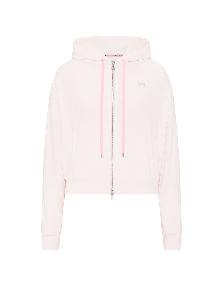 Bluza bawełniana z kapturem i suwakiem Micro Terry. Produkt ma kolor biały i pochodzi z kolekcji Angel Essentials. 