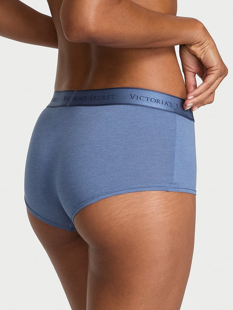 Cotton Majtki szorty bawełniane z logo w talii Boyshort