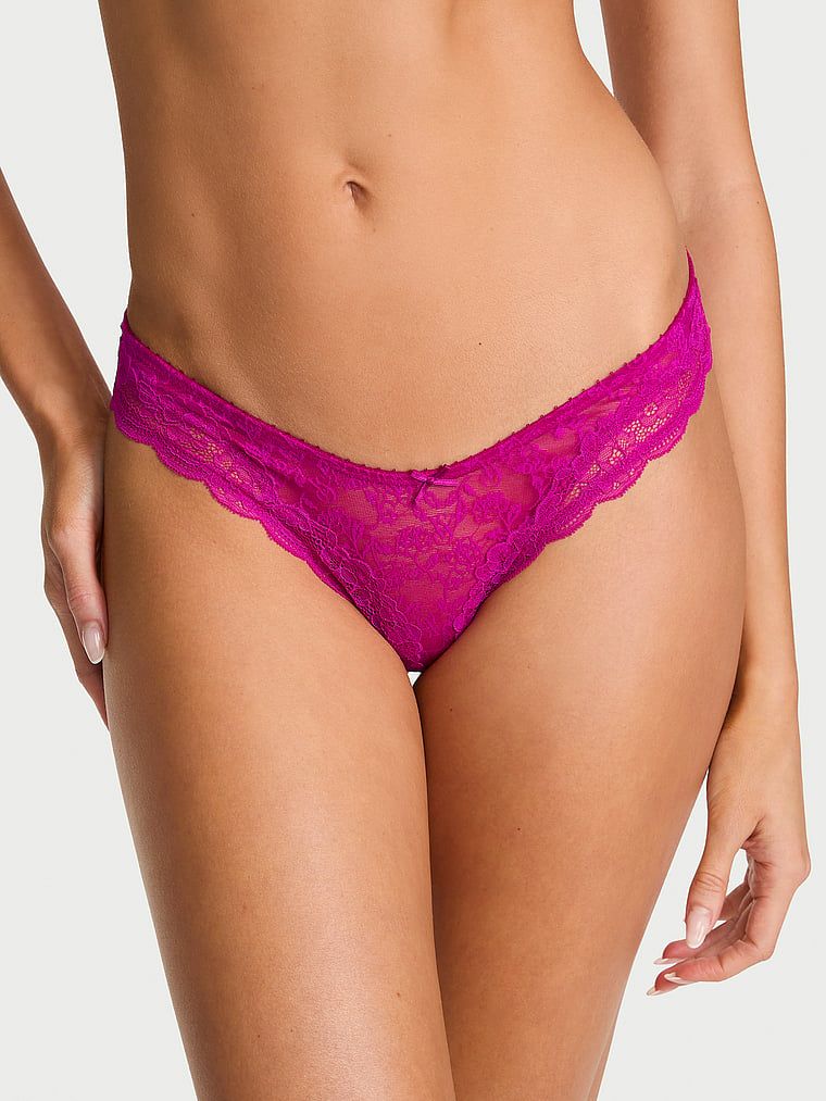 Victoria's Secret Stringi koronkowe z wysoko wyciętymi nogawkami Tease