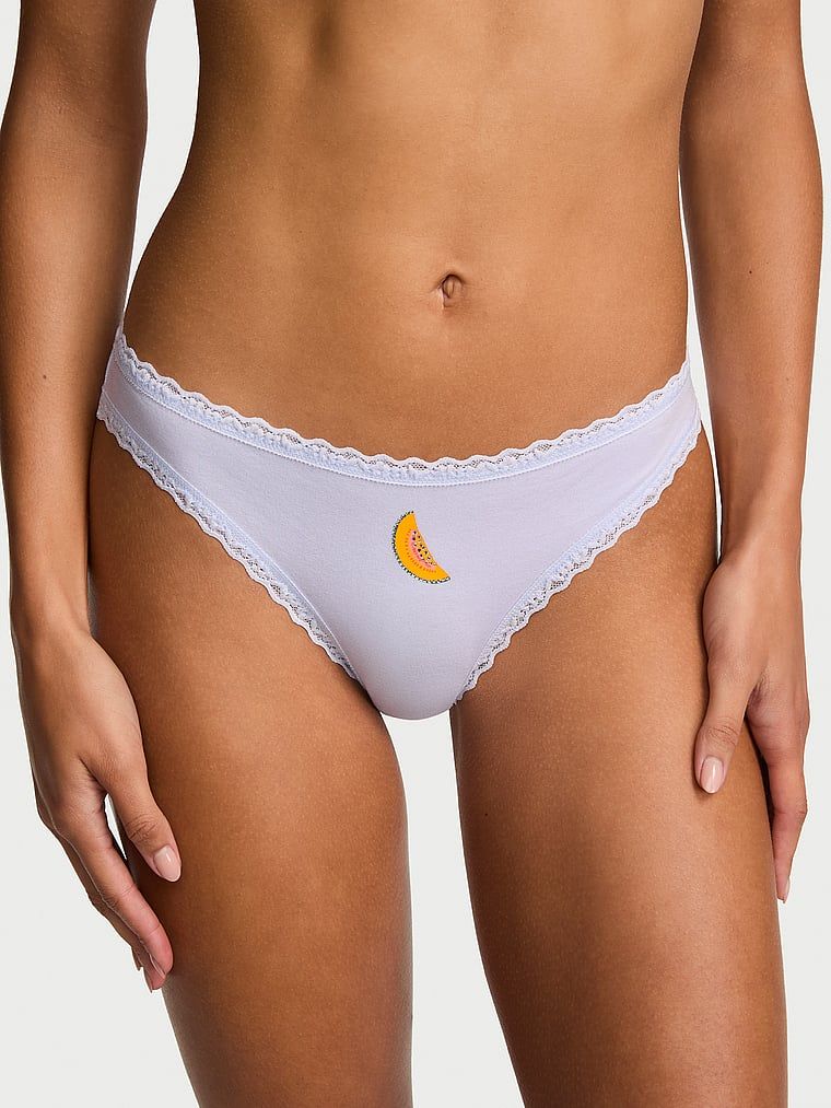 Majtki bawełniane z koronką Lace-Trim Bikini. Produkt ma kolor niebieski i pochodzi z kolekcji Lace Trim. 