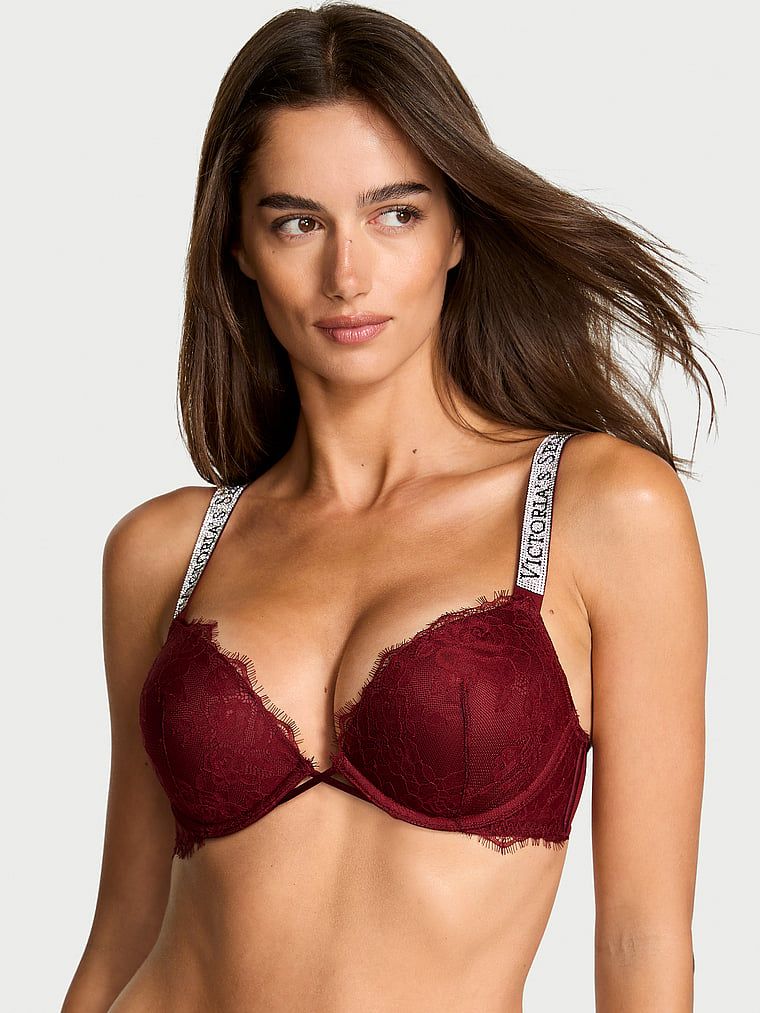 Very Sexy Biustonosz push-up koronkowy powiększający o 2 rozmiary Bombshell Shine Strap