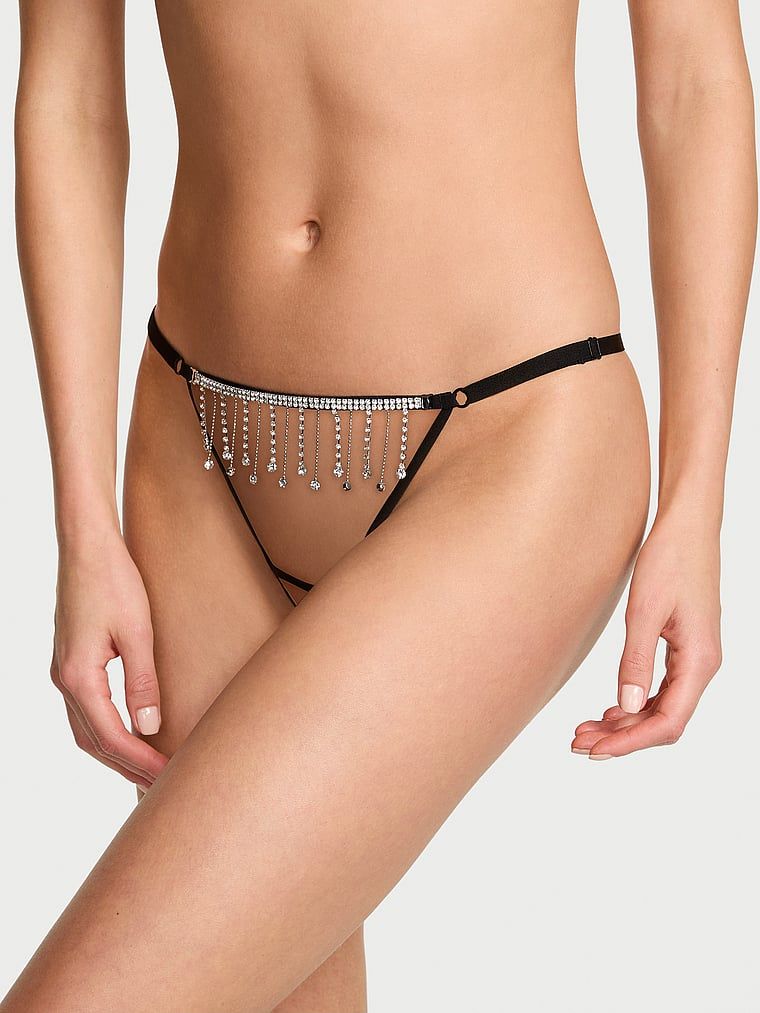 Stringi bez kroku z kryształkami Tassel Sparkle. Produkt ma kolor czarny i pochodzi z kolekcji Very Sexy. 
