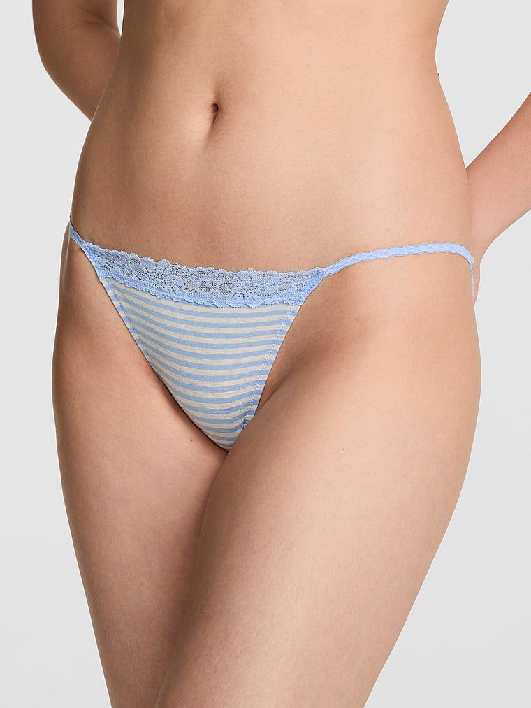 Bawełniane majtki bikini z koronkowym wykończeniem