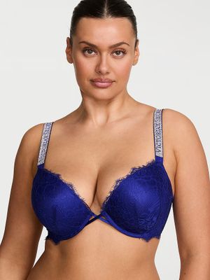 Very Sexy Biustonosz push-up koronkowy powiększający o 2 rozmiary Bombshell Shine Strap