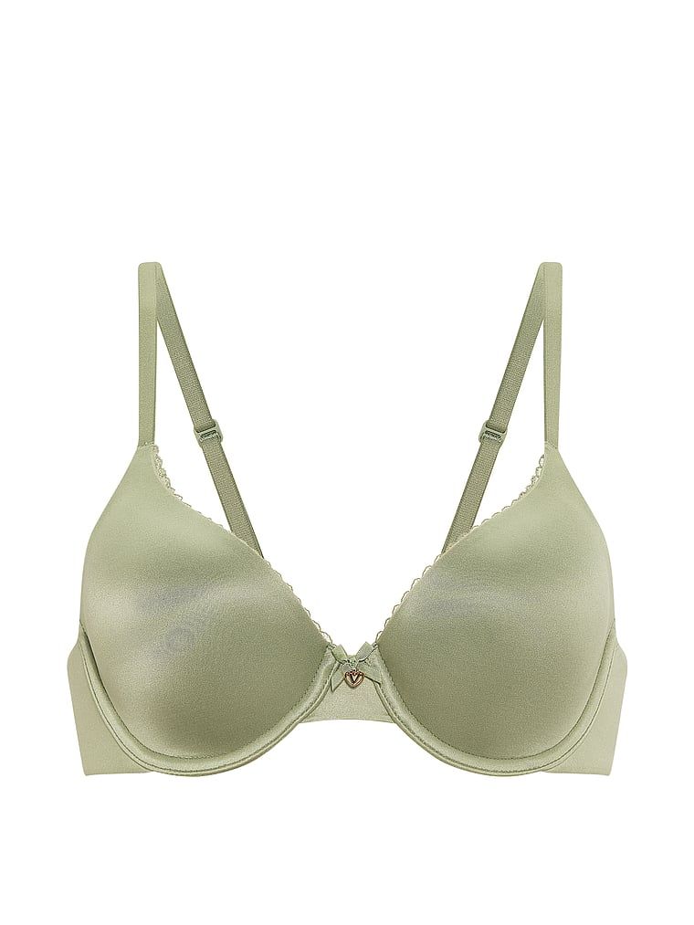 Biustonosz lekko usztywniany z mocno zabudowanymi miseczkami. Produkt ma kolor zielony i pochodzi z kolekcji Body by Victoria. 