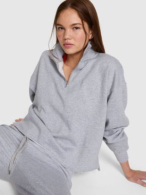 PINK Bluza Campus Fleece o prostym kroju z zamkiem 1/4