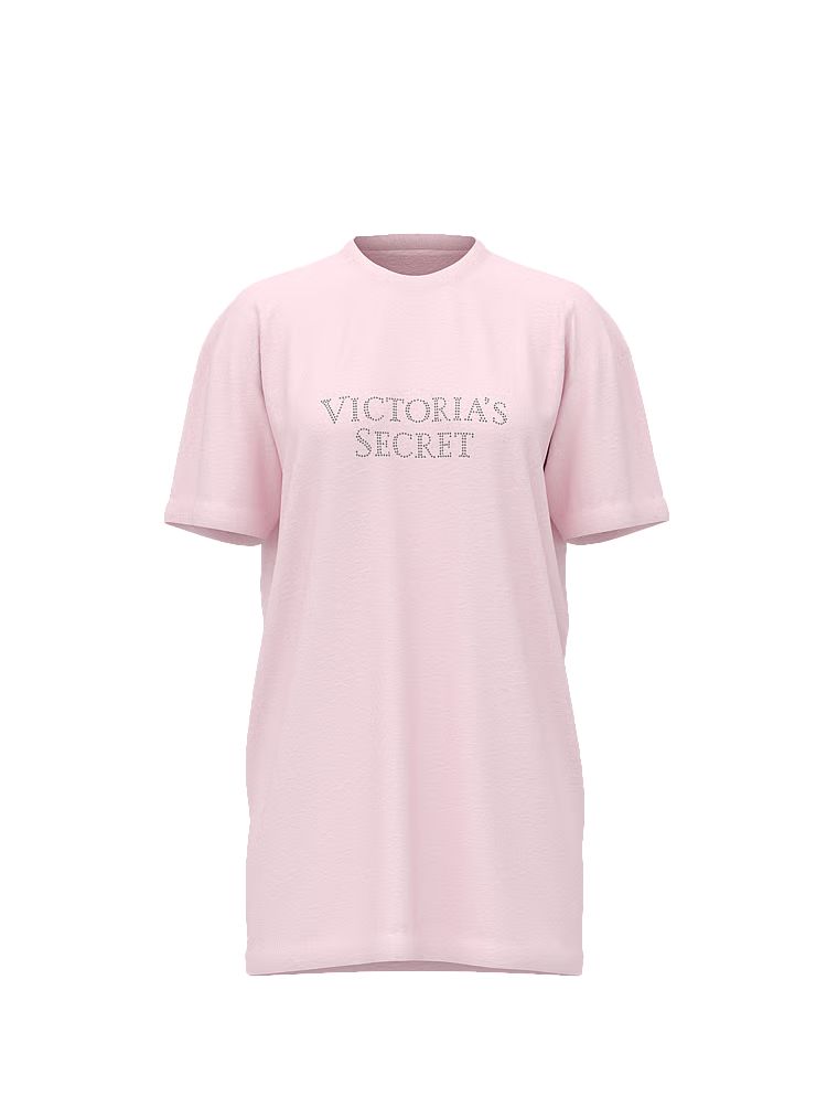 T-shirt bawełniany do spania oversize. Produkt ma kolor różowy i pochodzi z kolekcji Victoria's Secret. 