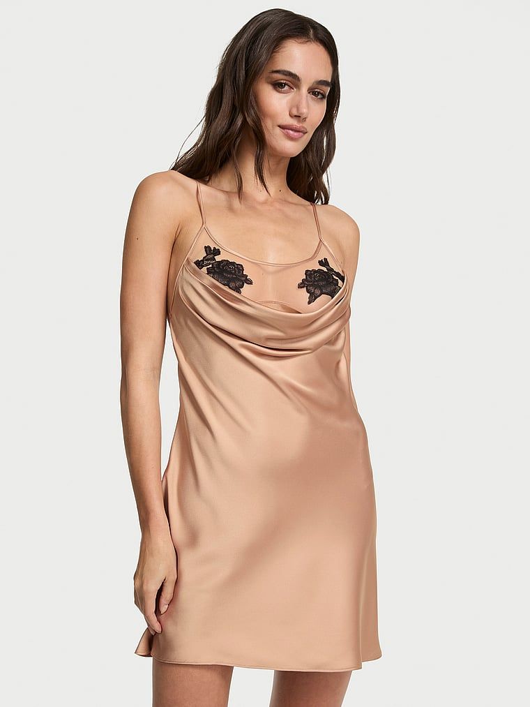 Victoria's Secret Koszulka nocna satynowa Sheer Rose