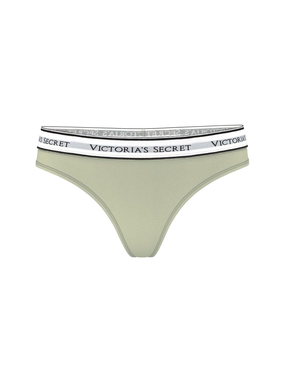 Stringi bawełniane z logo w talii. Produkt ma kolor zielony i pochodzi z kolekcji Body by Victoria. 