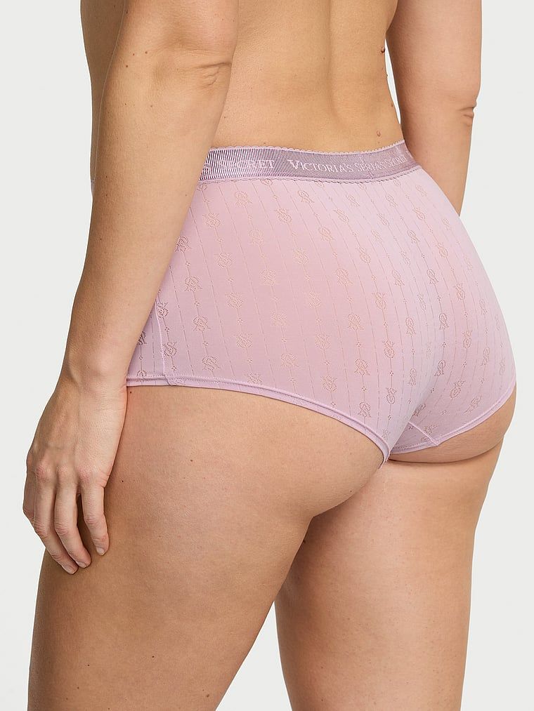 Majtki szorty z logo marki Pointelle Boyshort. Produkt ma kolor purpurowy i pochodzi z kolekcji Cotton. 