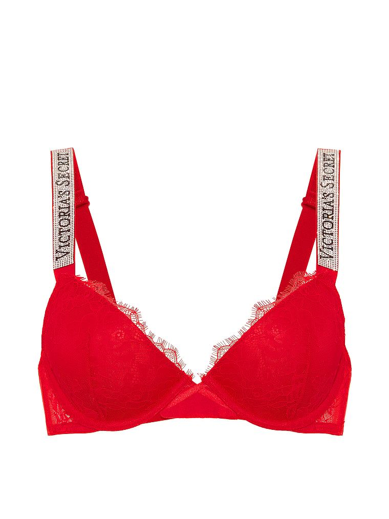 Biustonosz lekko usztywniany koronkowy z błyszczącymi ramiączkami Shine Strap Demi. Produkt ma kolor czerwony i pochodzi z kolekcji Very Sexy. 