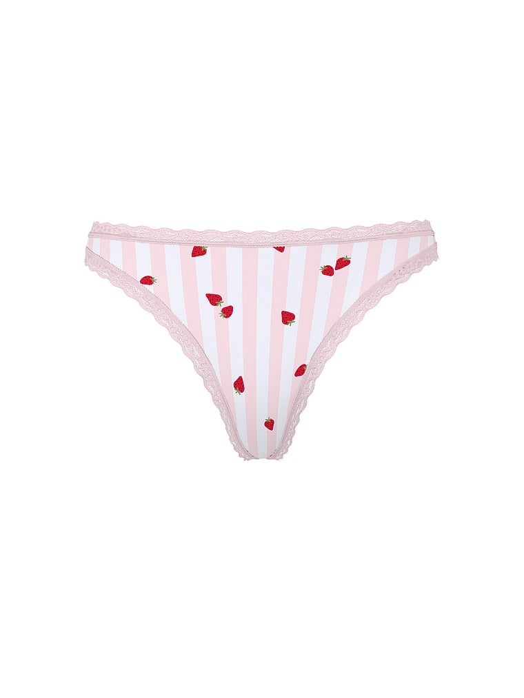 Lace Trim Stringi bawełniane z koronką na krawędziach Lace-Waist