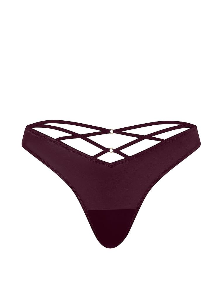 Stringi z paseczkami z tyłu i wysoko wyciętymi nogawkami Strappy-Back High-Leg. Produkt ma kolor fioletowy i pochodzi z kolekcji Very Sexy. 