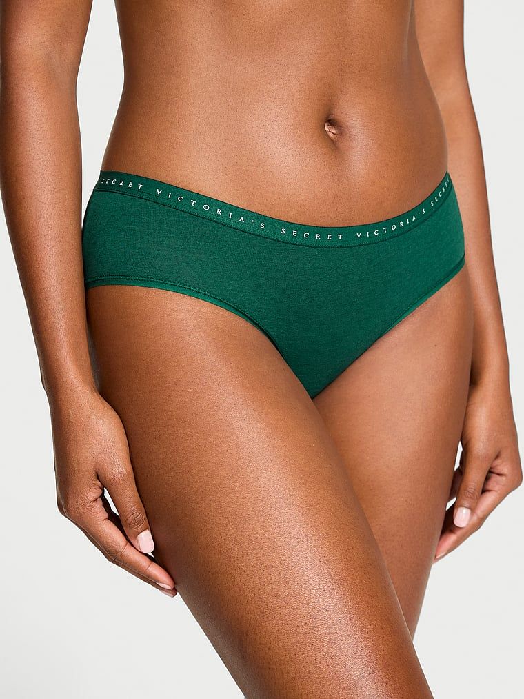 Majtki bawełniane Hiphugger. Produkt ma kolor zielony i pochodzi z kolekcji Victoria's Secret. 