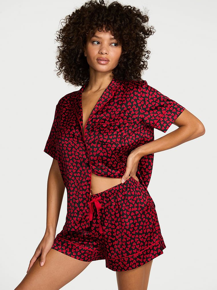Victoria's Secret Piżama satynowa błyszcząca z szortami Glazed Satin