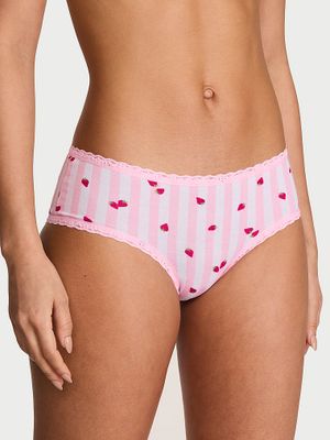 Lace Trim Majtki bawełniane z koronką na krawędziach Lace-Waist Cheeky