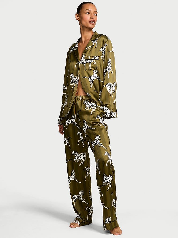 Victoria's Secret Piżama satynowa błyszcząca z długimi rękawami Glazed Satin