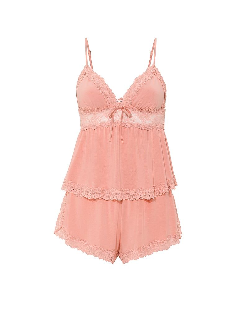 Zestaw do spania z modalu - top na ramiączkach i szorty SoSoft. Produkt ma kolor różowy i pochodzi z kolekcji Victoria's Secret. 