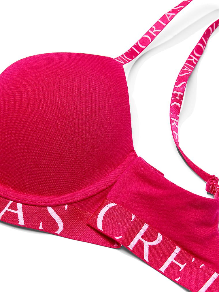 Biustonosz push-up bawełniany Perfect Shape Exploded Logo. Produkt ma kolor różowy i pochodzi z kolekcji T-shirt. 