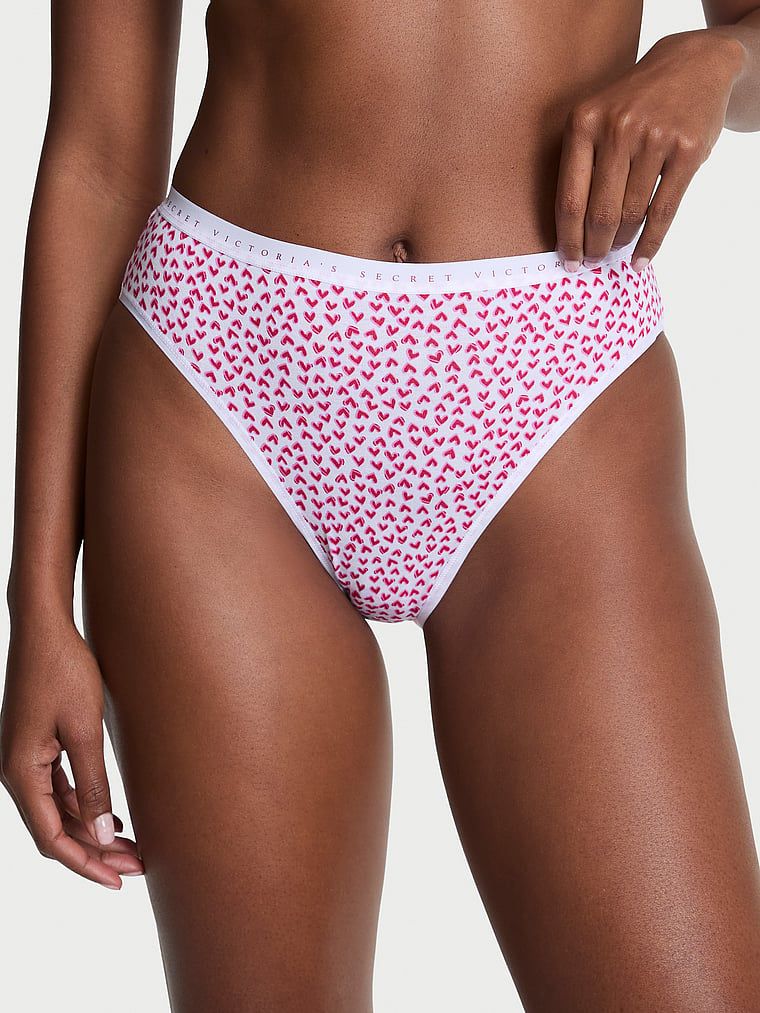 Victoria's Secret Majtki bawełniane figi z wysoko wyciętymi nogawkami High-Leg Brief