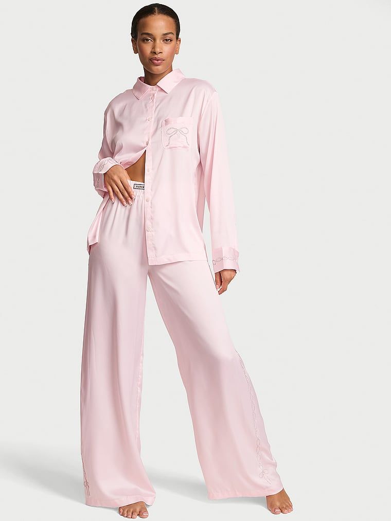 Victoria's Secret Piżama satynowa z błyszczącym logo Signature Shine