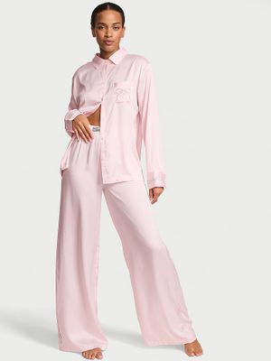 Victoria's Secret Piżama satynowa z błyszczącym logo Signature Shine