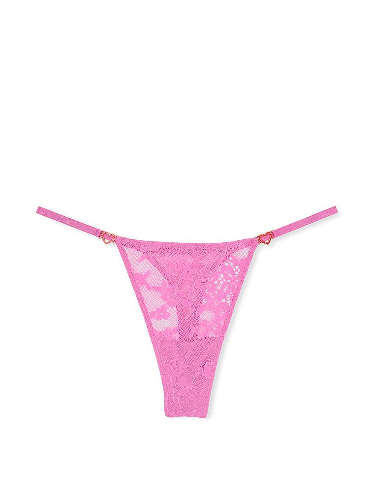 Stringi koronkowe Rhinestone Heart. Produkt ma kolor różowy i pochodzi z kolekcji Dream Angels. 